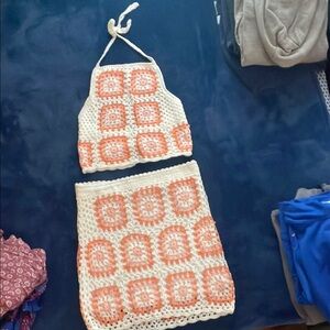 Crochet Halter Top and Skirt Set (Never Worn)